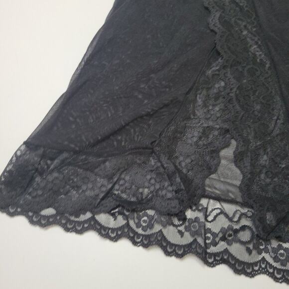 Munao Intimo Lingerie Women 34 Small Slip Black Short Open Front Lace Padded Top - Picture 3 of 12